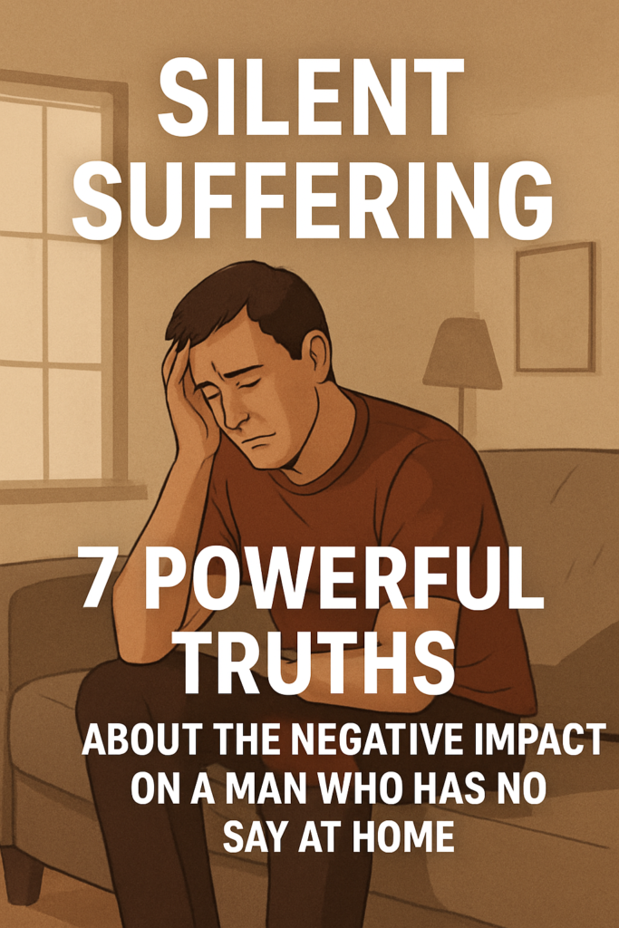 Silent Suffering: 7 Powerful Truths About the Negative Impact on a Man Who Has No Say at Home 2 A man sitting silently in a dimly lit home, symbolizing the silent suffering of a man who has no say in the household decisions.