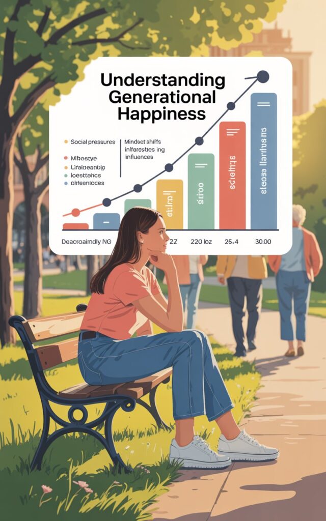 Flat-style infographic showing Gen Z’s unhappiness based on global study findings.
